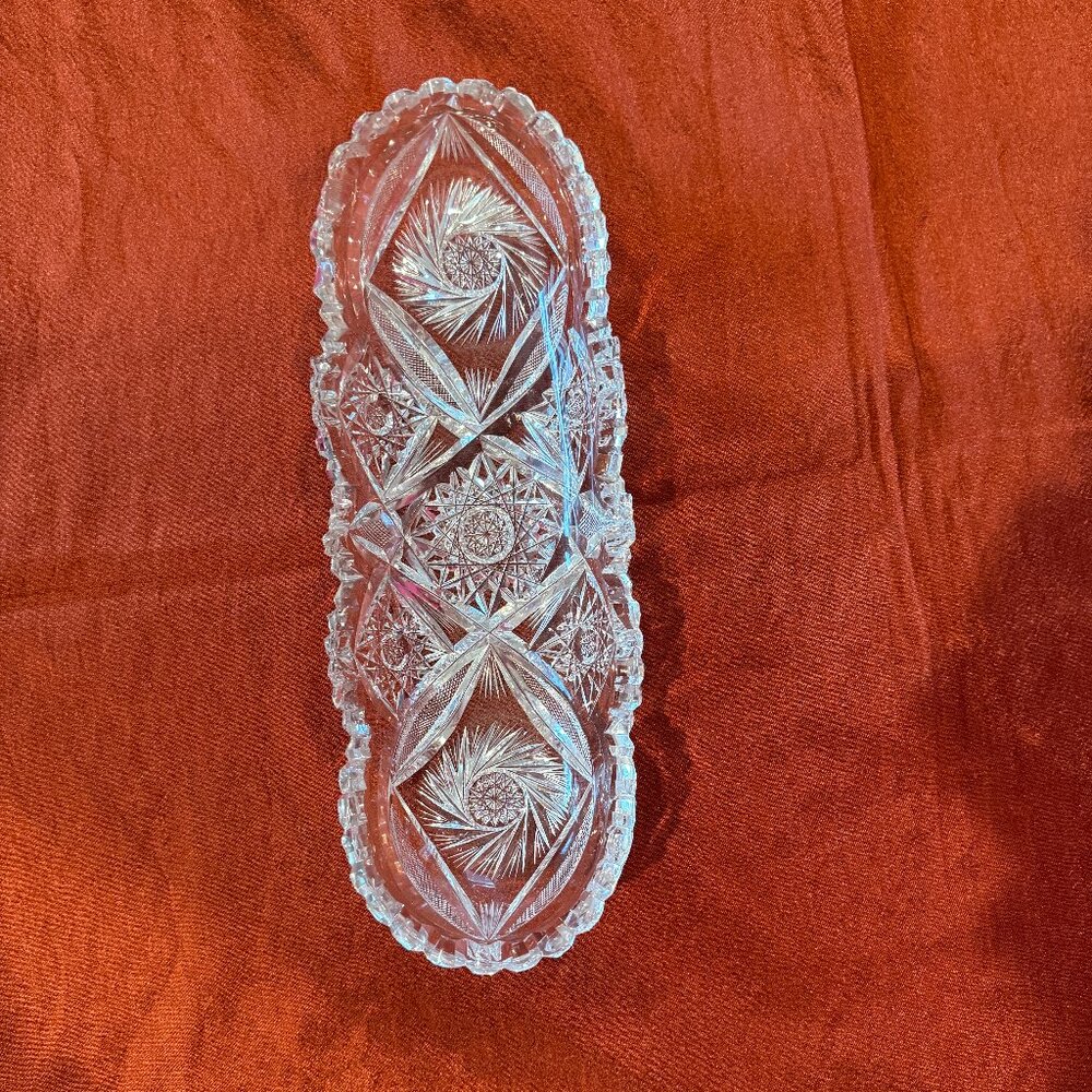 Antique Cut Crystal Celery Dish